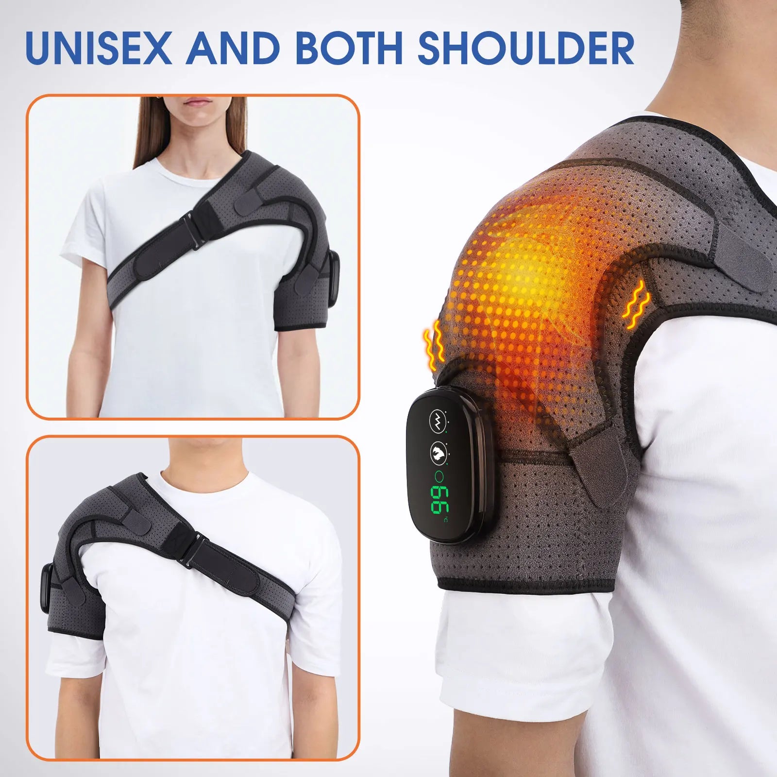 Heating Vibrations Shoulder Neck Back Massage Brace 3 Levels Physiotherapy Therapy - Supersell