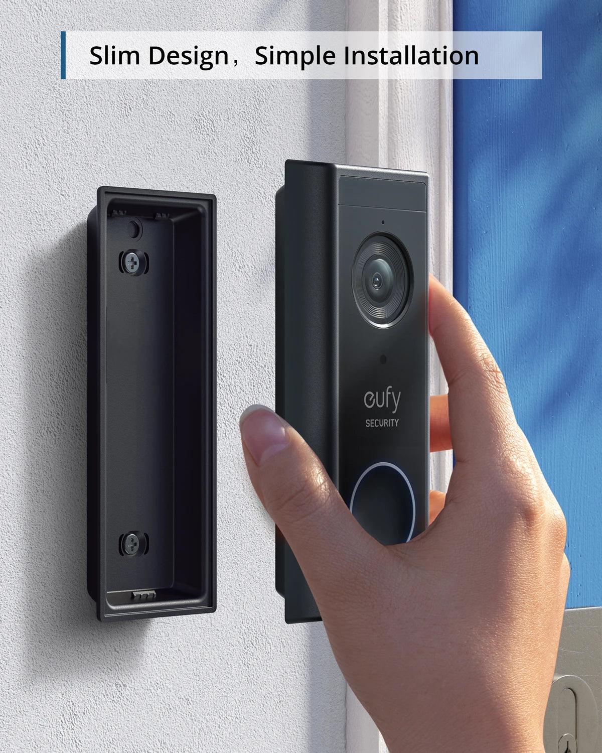 eufy Security Battery Video Doorbell Kit Wire-Free Doorbell Wireless Chime Wi-Fi Connectivity 1080p Resolution - Supersell