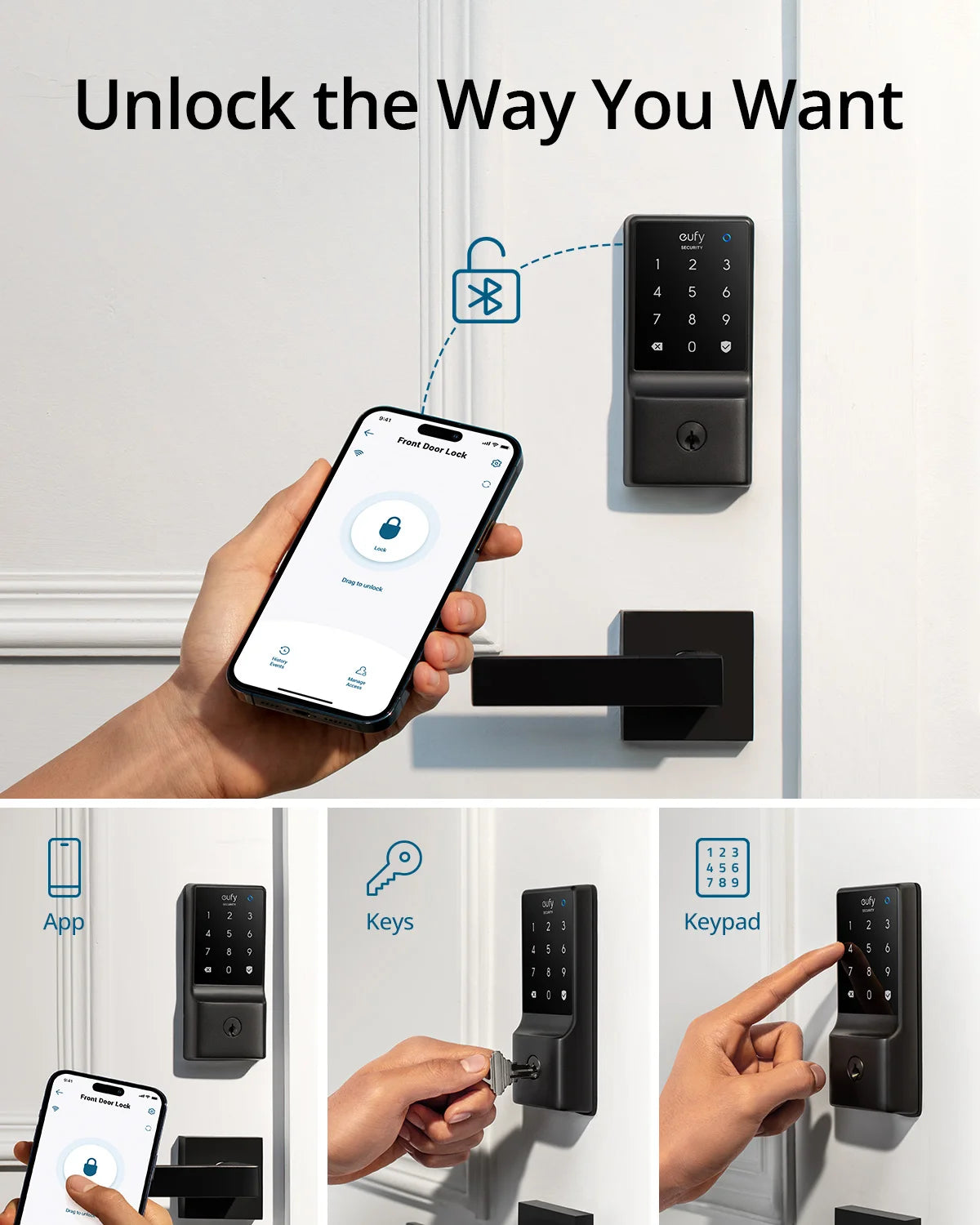 eufy Security Smart Lock 5-in-1 Keyless Entry Door Lock C210 (E110) Built-in Wi-Fi - Supersell