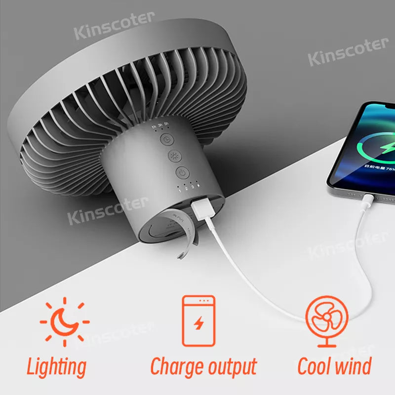 10000mAh Camping Fan Rechargeable Desktop Portable Circulator Wireless Ceiling Electric Fan - Supersell