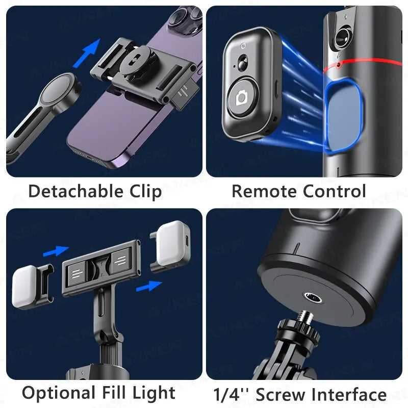 360 Rotation Follow-up Gimbal Stabilizer Monopod Tracking Gimbal with Remote for Videos - Supersell