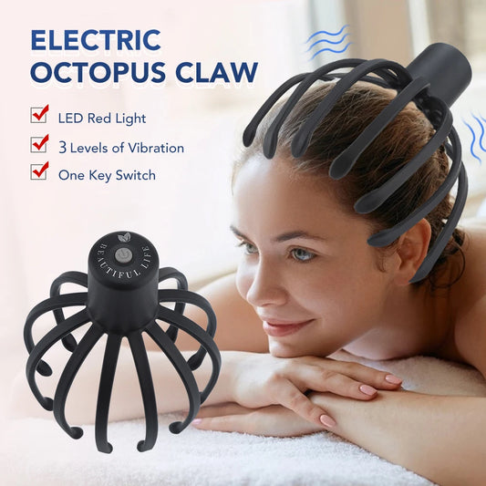 Electric Head Massager with Three Gears 12 TPE Massage Claws Head Massage Device USB Rechargeable - Supersell